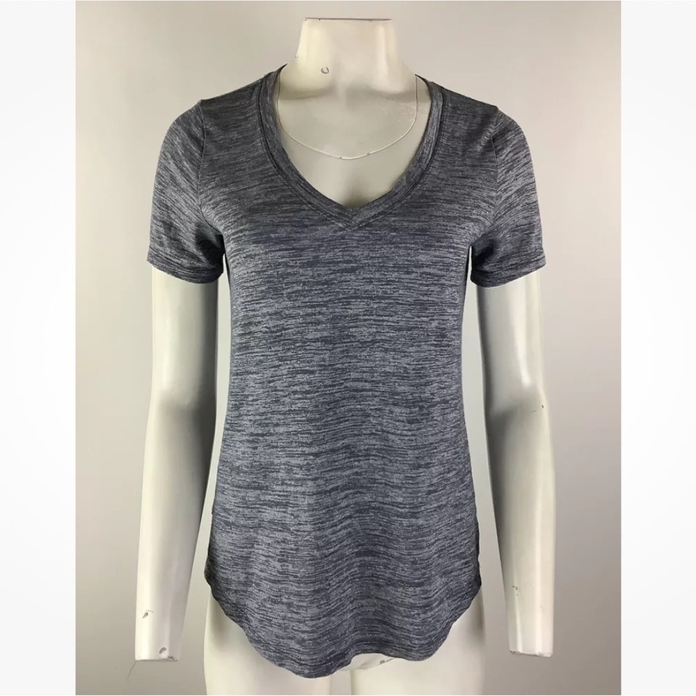 Athleta Sz S Breezy V Neck Tee In Heathered Gray Modal Polyester Pullover